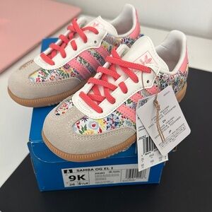 Adidas Kids Samba OG Floral Sneakers - Pink and Cream